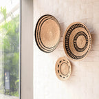 Natural + Black Wall Baskets, Small - Woven Wall Baskets | LIKHÂ by LIKHÂ