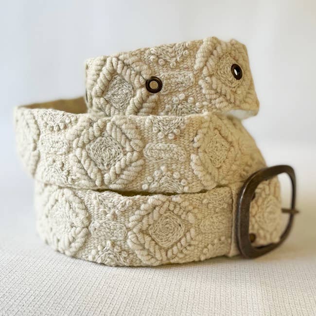 Wandering Clouds Embroidered Wool Belt Accessories La Vie Bien Wandering Clouds Embroidered Wool Belt