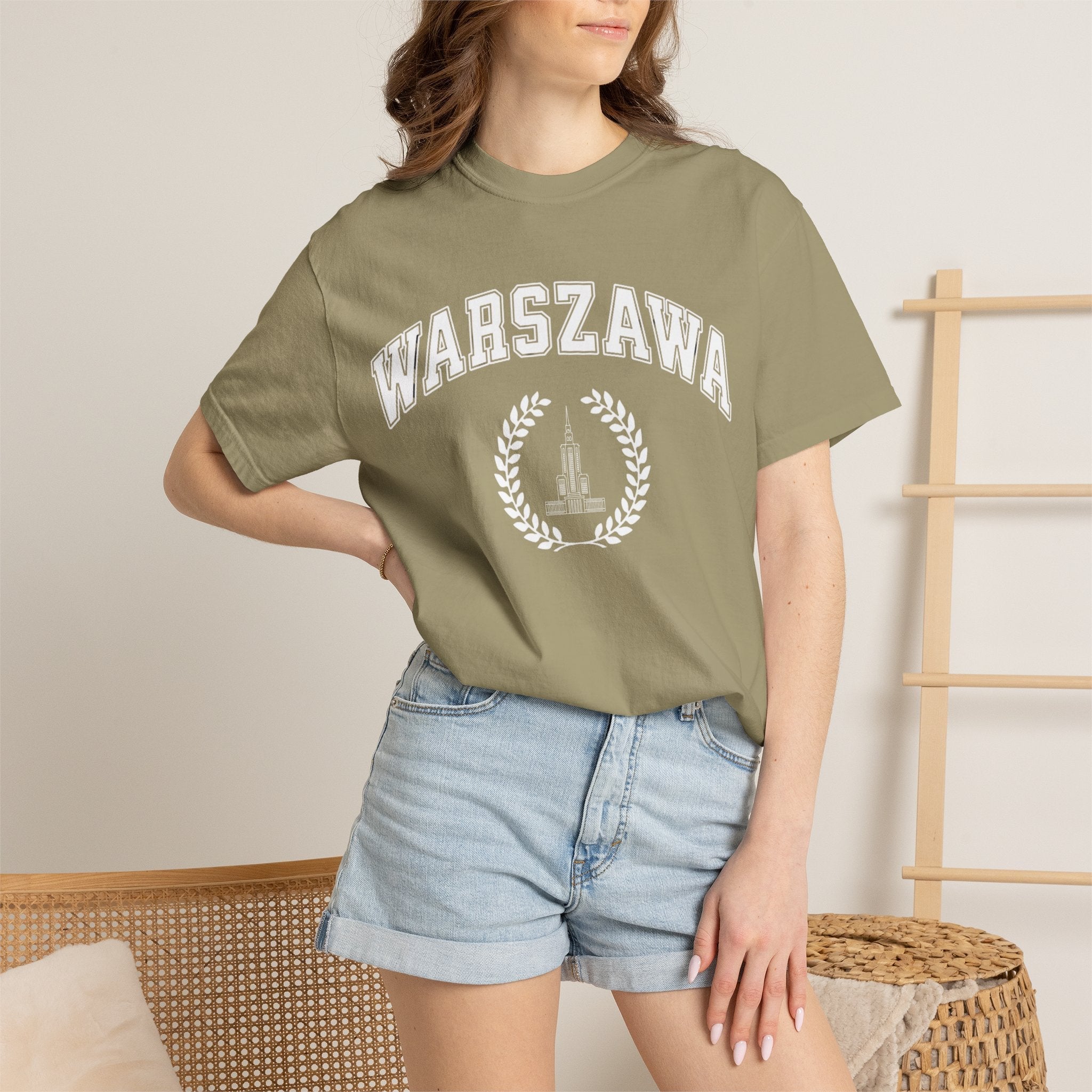 Warszawa Vintage Tee — Warsaw City Crest T-Shirt with Palace of Culture and Science graphic T-Shirt La Vie Bien Warszawa Vintage Tee — Warsaw City Crest T-Shirt with Palace of Culture and Science graphic