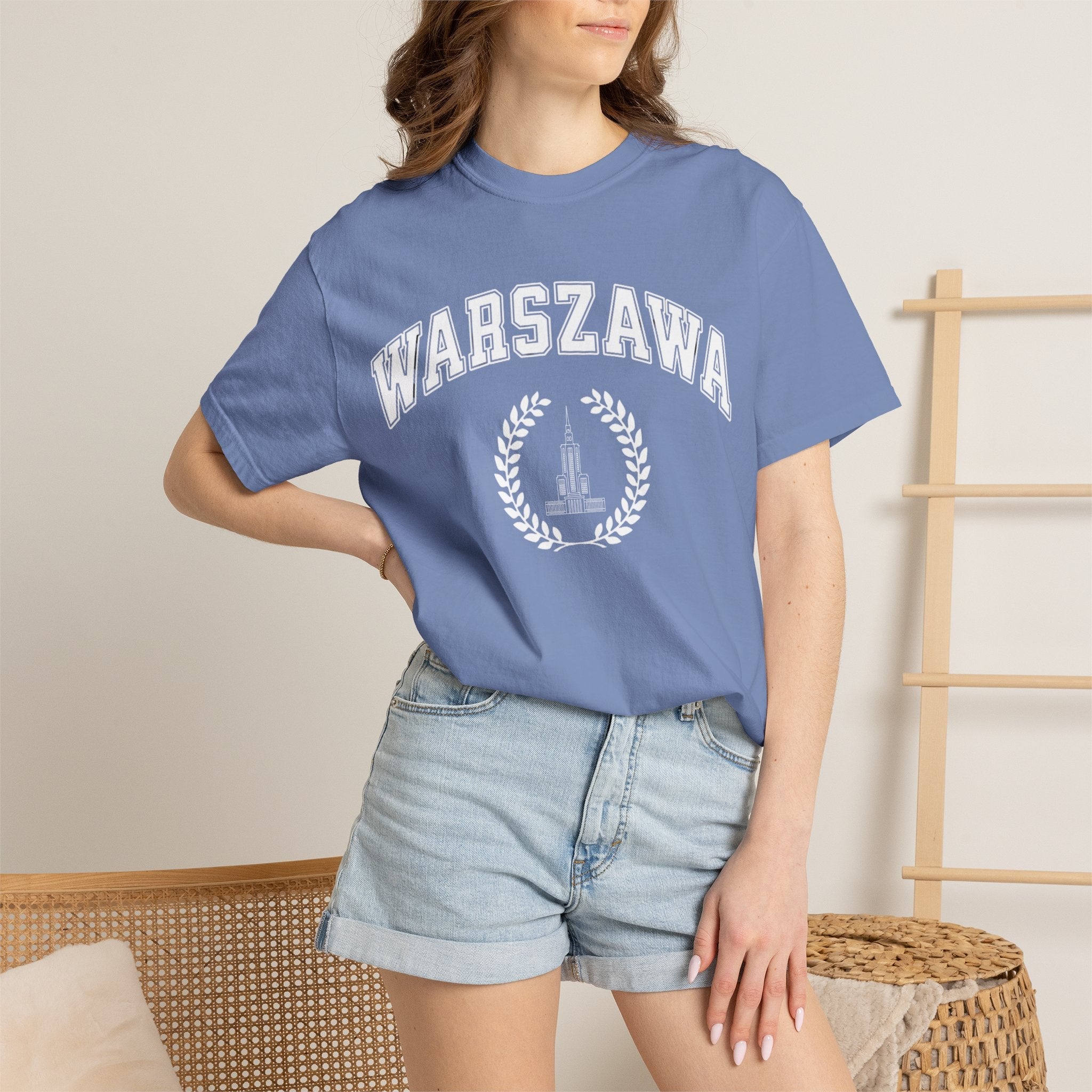 Warszawa Vintage Tee — Warsaw City Crest T-Shirt with Palace of Culture and Science graphic T-Shirt La Vie Bien Warszawa Vintage Tee — Warsaw City Crest T-Shirt with Palace of Culture and Science graphic