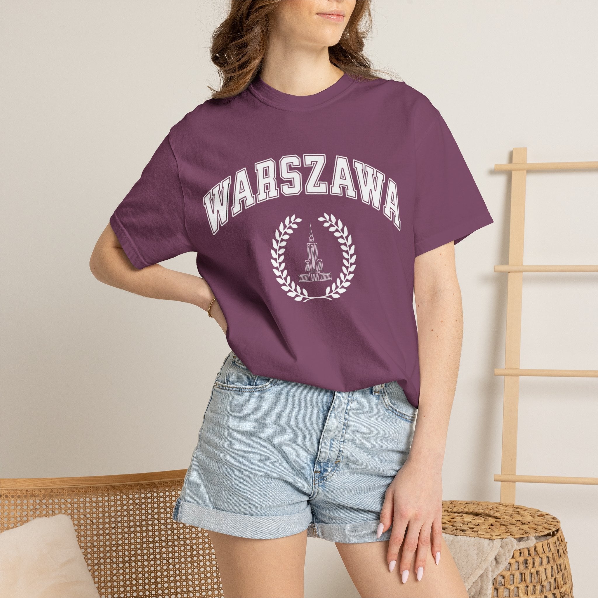 Warszawa Vintage Tee — Warsaw City Crest T-Shirt with Palace of Culture and Science graphic T-Shirt La Vie Bien Warszawa Vintage Tee — Warsaw City Crest T-Shirt with Palace of Culture and Science graphic