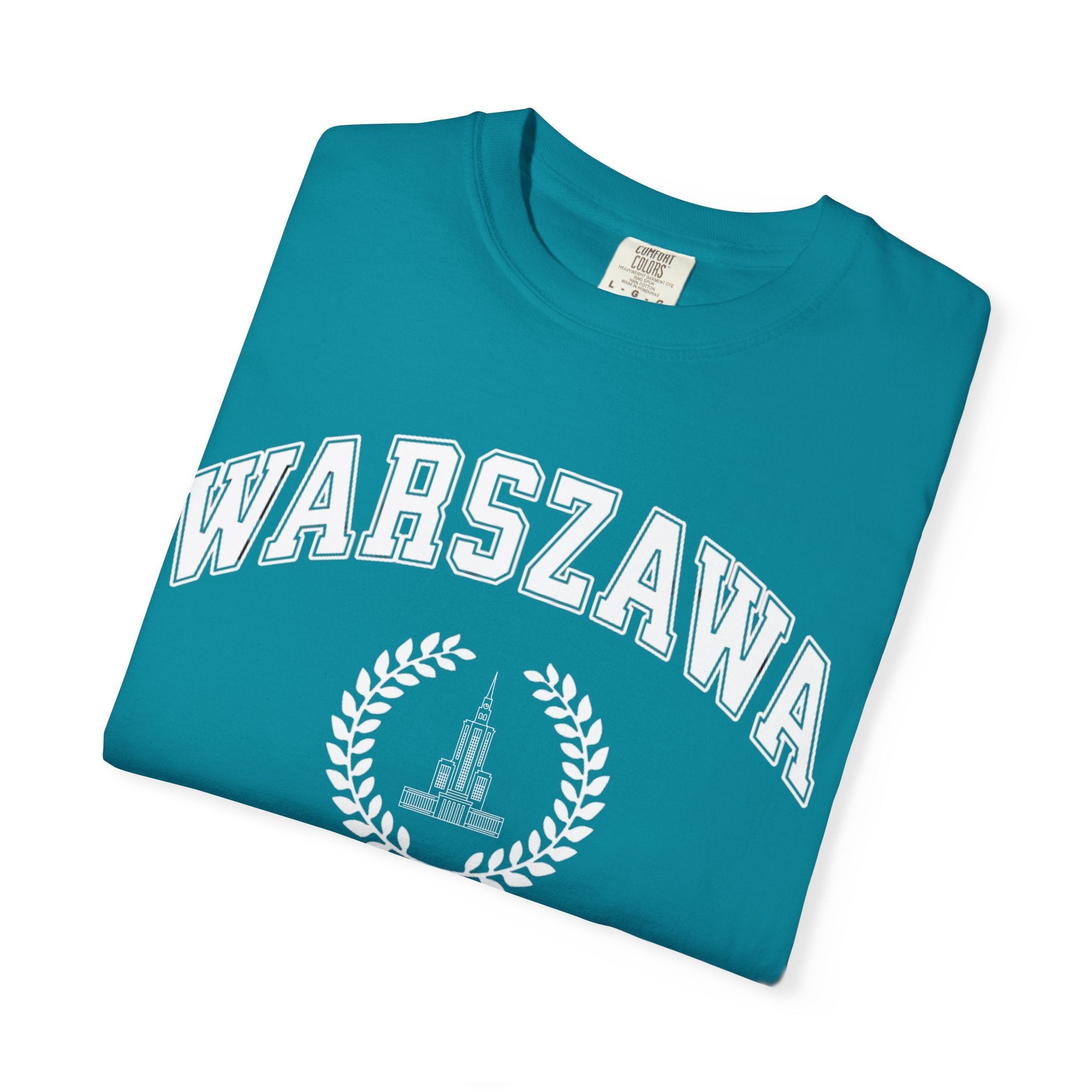 Warszawa Vintage Tee — Warsaw City Crest T-Shirt with Palace of Culture and Science graphic T-Shirt La Vie Bien Warszawa Vintage Tee — Warsaw City Crest T-Shirt with Palace of Culture and Science graphic