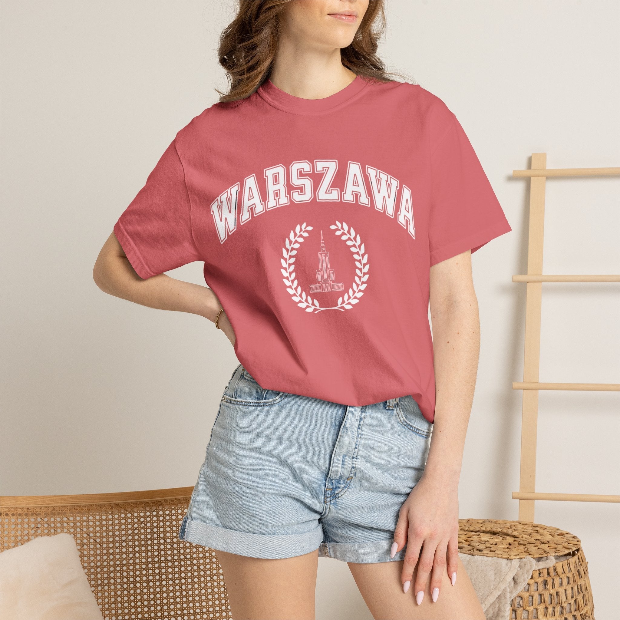 Warszawa Vintage Tee — Warsaw City Crest T-Shirt with Palace of Culture and Science graphic T-Shirt La Vie Bien Warszawa Vintage Tee — Warsaw City Crest T-Shirt with Palace of Culture and Science graphic