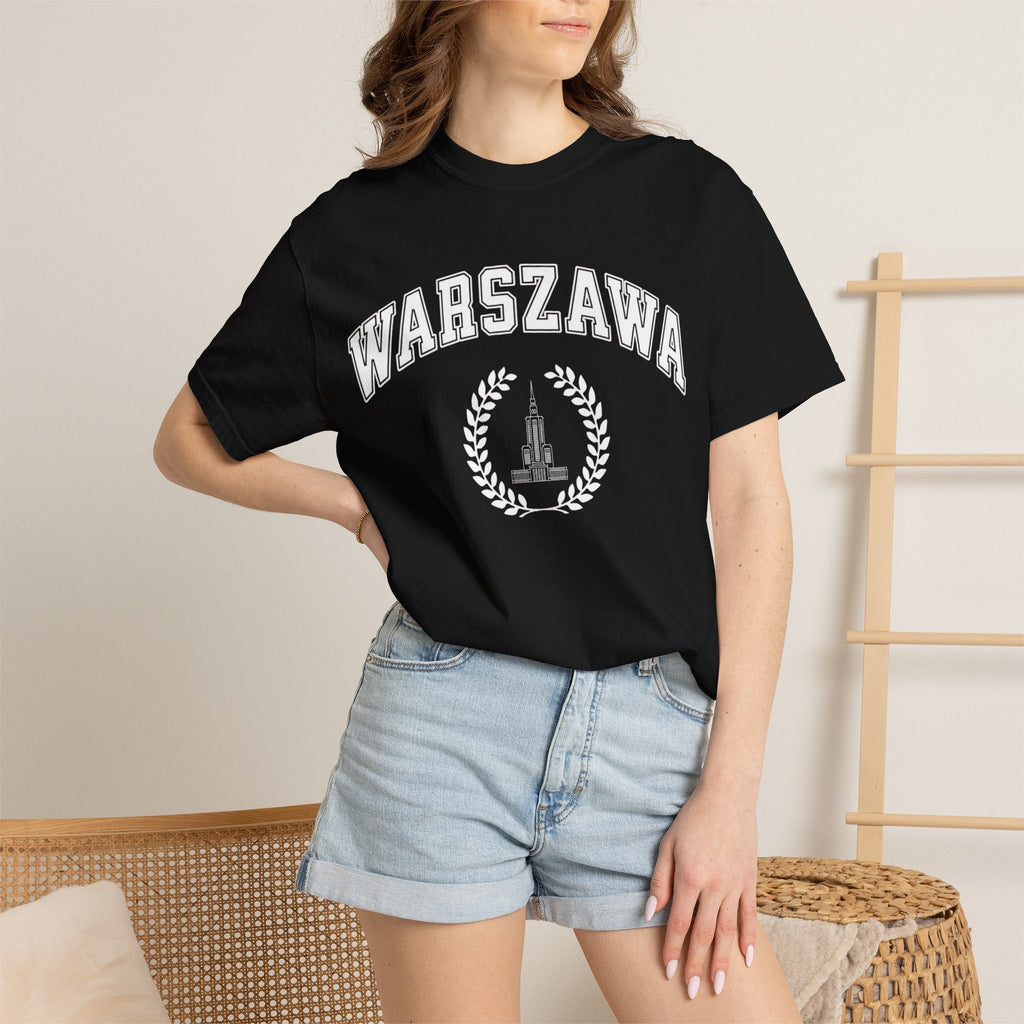 Warszawa Vintage Tee — Warsaw City Crest T-Shirt with Palace of Culture and Science graphic T-Shirt La Vie Bien Warszawa Vintage Tee — Warsaw City Crest T-Shirt with Palace of Culture and Science graphic