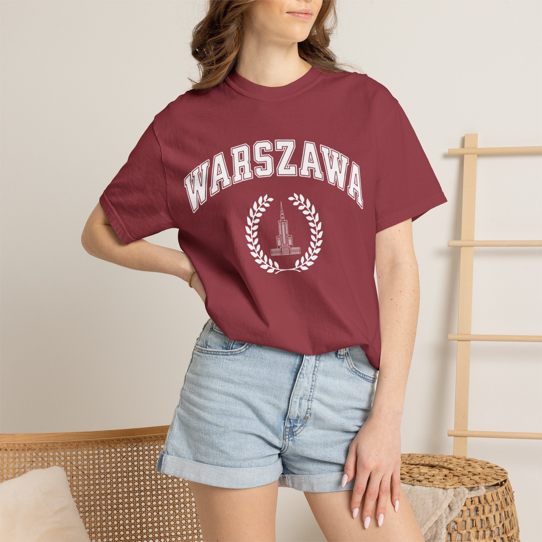 Warszawa Vintage Tee — Warsaw City Crest T-Shirt with Palace of Culture and Science graphic T-Shirt La Vie Bien Warszawa Vintage Tee — Warsaw City Crest T-Shirt with Palace of Culture and Science graphic