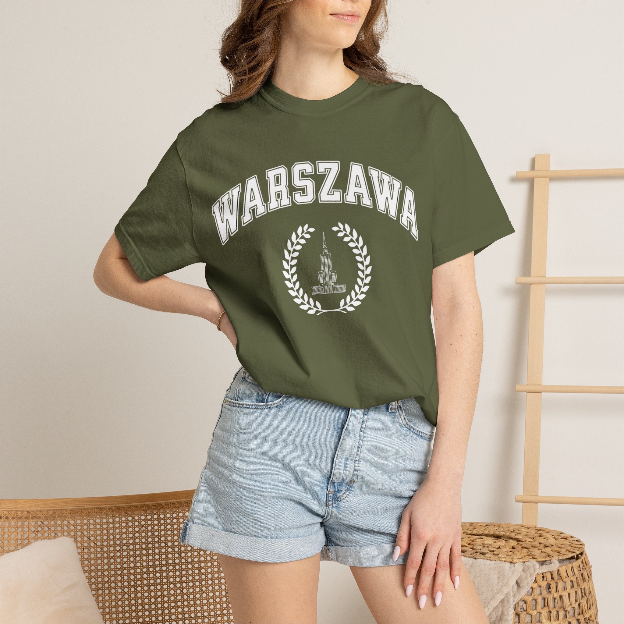 Warszawa Vintage Tee — Warsaw City Crest T-Shirt with Palace of Culture and Science graphic T-Shirt La Vie Bien Warszawa Vintage Tee — Warsaw City Crest T-Shirt with Palace of Culture and Science graphic