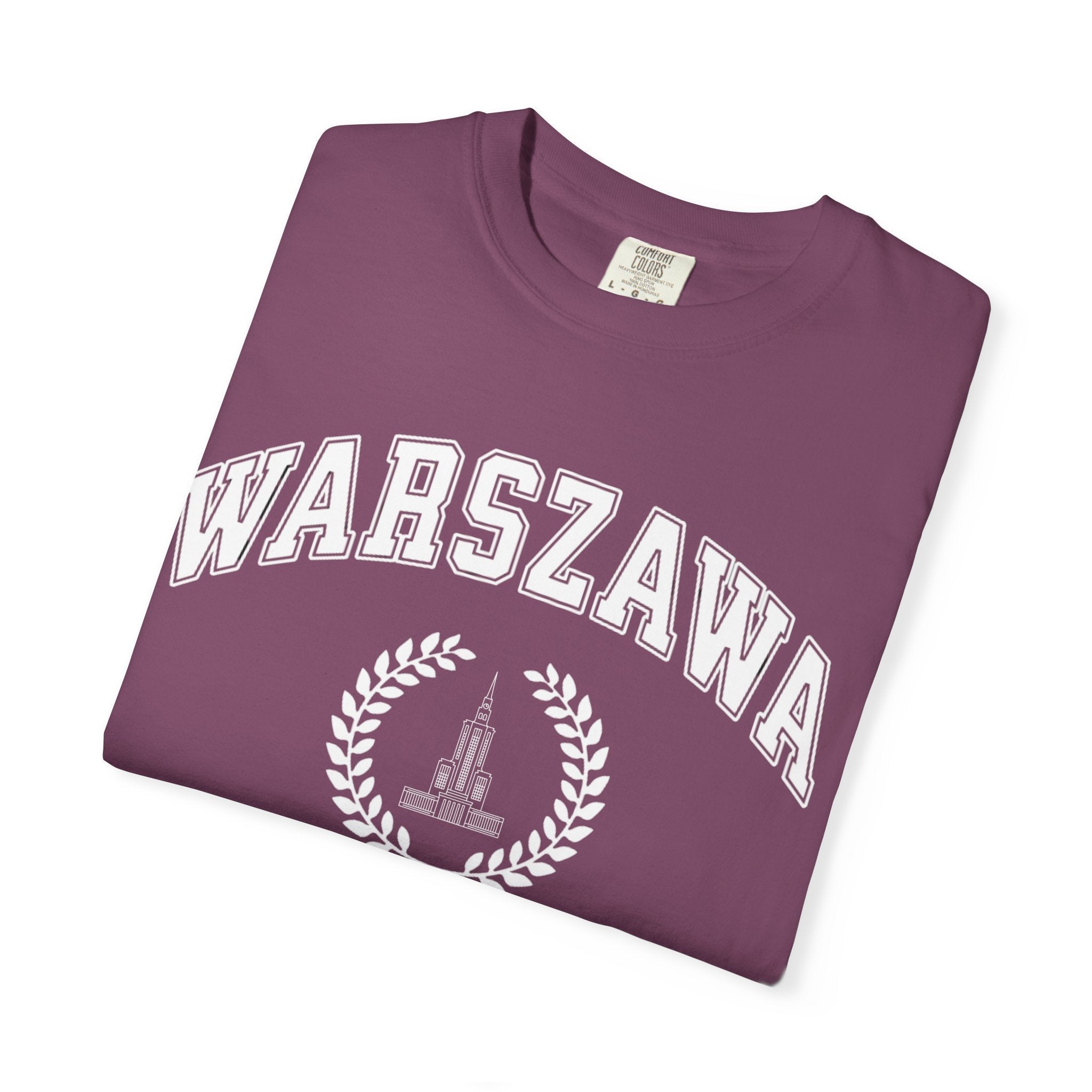 Warszawa Vintage Tee — Warsaw City Crest T-Shirt with Palace of Culture and Science graphic T-Shirt La Vie Bien Warszawa Vintage Tee — Warsaw City Crest T-Shirt with Palace of Culture and Science graphic