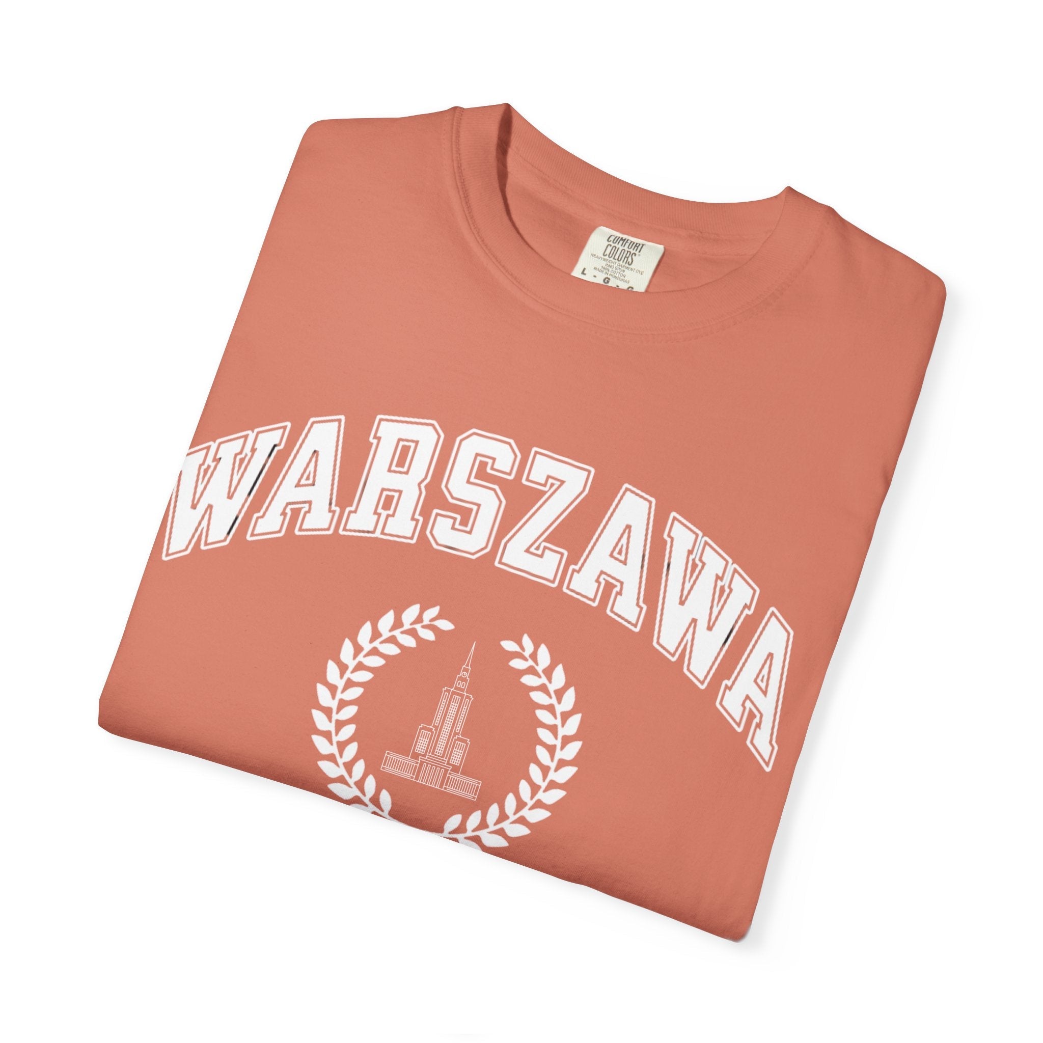Warszawa Vintage Tee — Warsaw City Crest T-Shirt with Palace of Culture and Science graphic T-Shirt La Vie Bien Warszawa Vintage Tee — Warsaw City Crest T-Shirt with Palace of Culture and Science graphic
