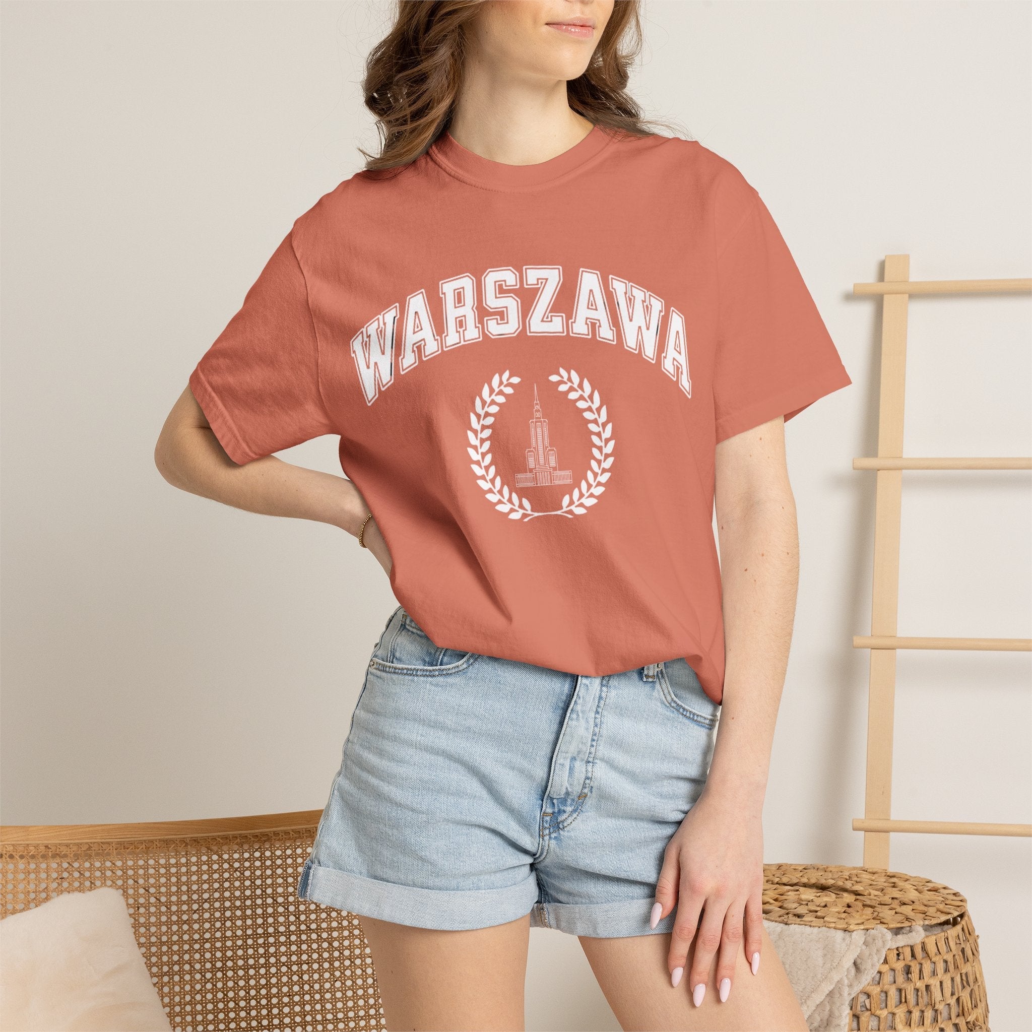 Warszawa Vintage Tee — Warsaw City Crest T-Shirt with Palace of Culture and Science graphic T-Shirt La Vie Bien Warszawa Vintage Tee — Warsaw City Crest T-Shirt with Palace of Culture and Science graphic