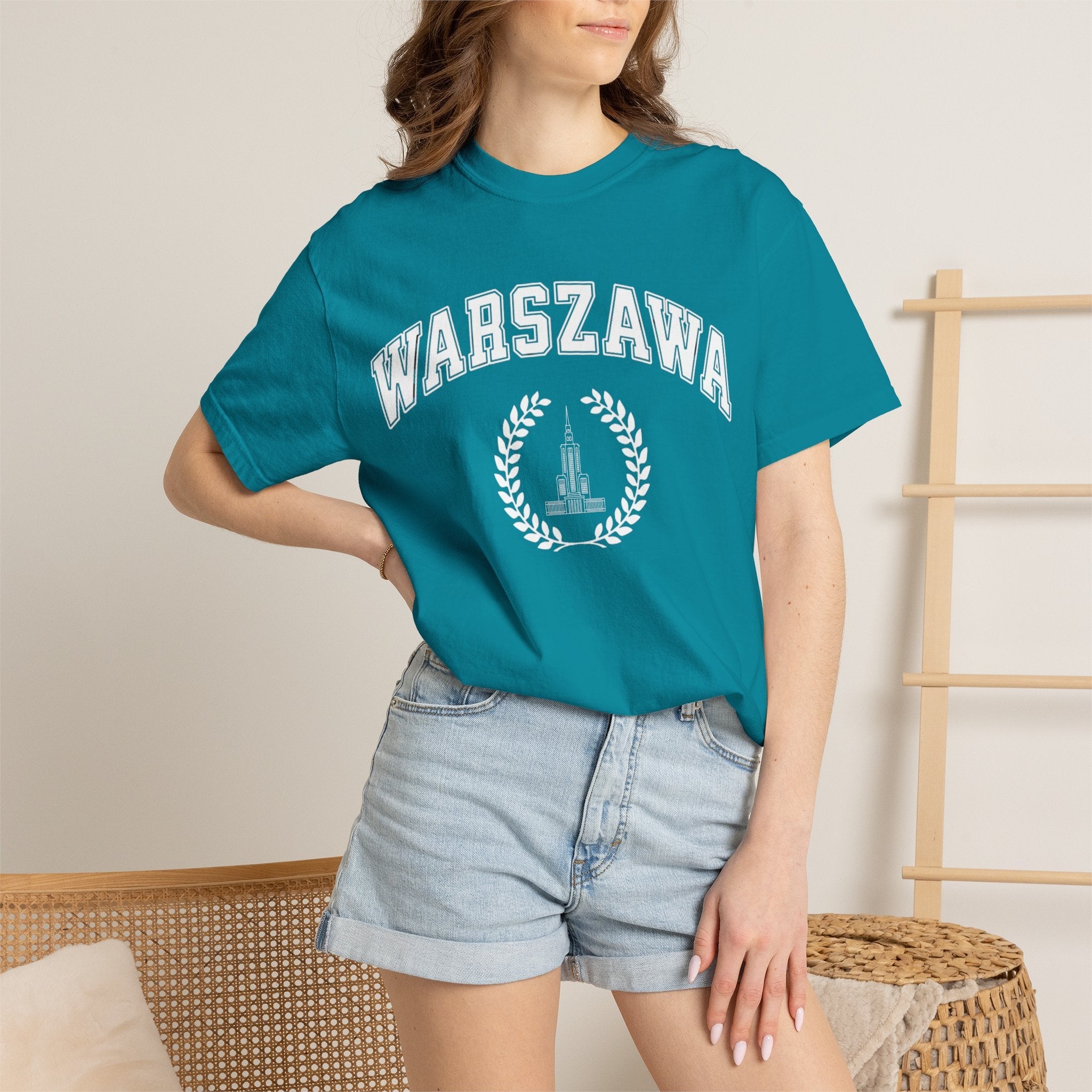 Warszawa Vintage Tee — Warsaw City Crest T-Shirt with Palace of Culture and Science graphic T-Shirt La Vie Bien Warszawa Vintage Tee — Warsaw City Crest T-Shirt with Palace of Culture and Science graphic