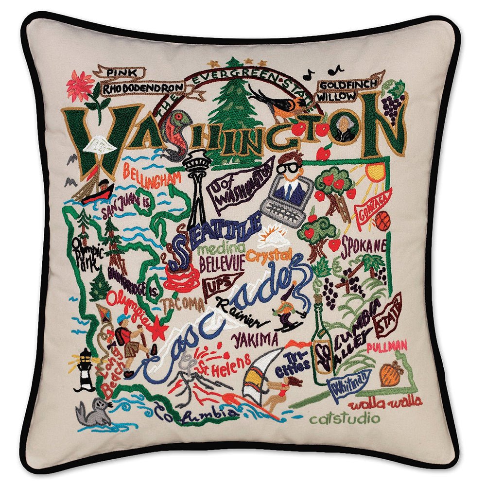 Washington Hand - Embroidered Pillow Pillows La Vie Bien Washington Hand - Embroidered Pillow
