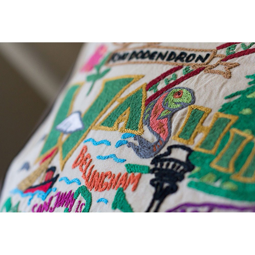 Washington Hand - Embroidered Pillow Pillows La Vie Bien Washington Hand - Embroidered Pillow