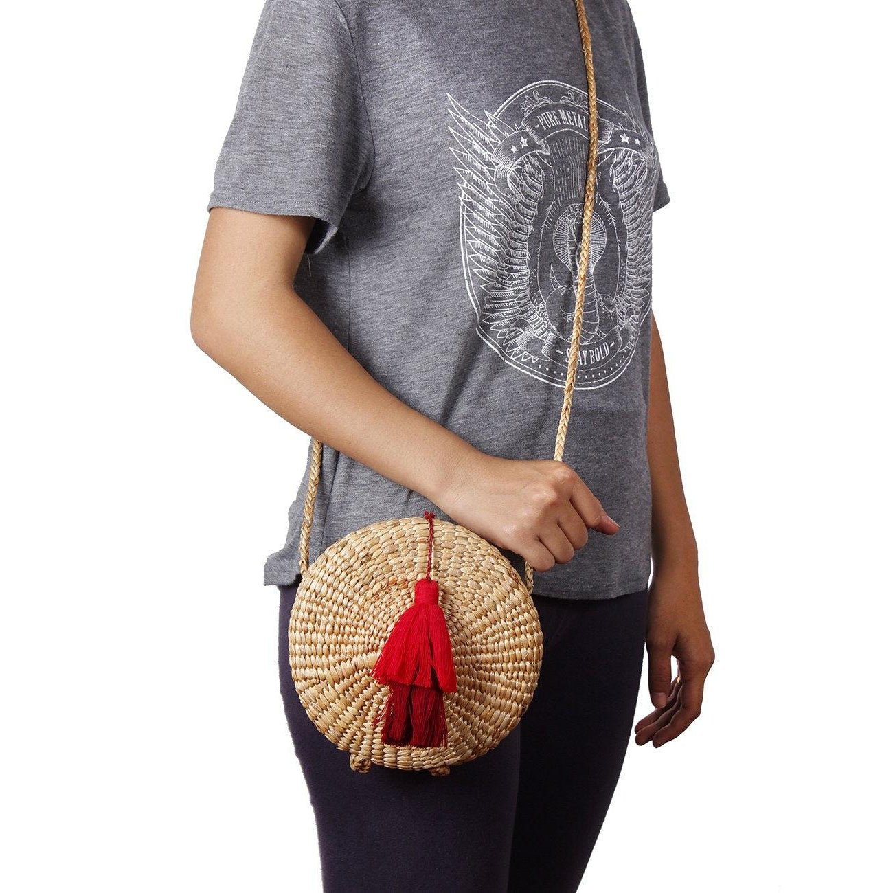 Water Hyacinth Handmade Boho Bag Collection (Small) - Thailand Bags La Vie Bien Water Hyacinth Handmade Boho Bag Collection (Small) - Thailand