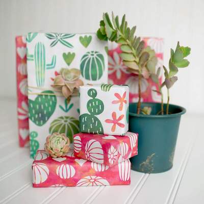 Watercolor Cactus • Double-Sided Eco Wrapping Paper • Everyday Edition La Vie Bien Watercolor Cactus • Double-Sided Eco Wrapping Paper • Everyday Edition