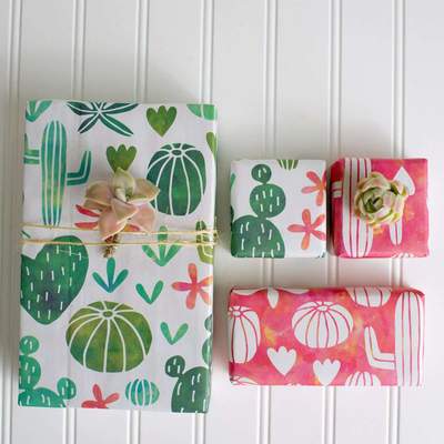 Watercolor Cactus • Double-Sided Eco Wrapping Paper • Everyday Edition La Vie Bien Watercolor Cactus • Double-Sided Eco Wrapping Paper • Everyday Edition