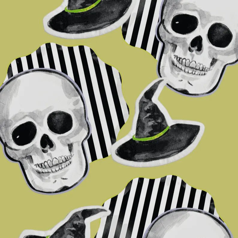 Watercolor Skeleton Halloween Dessert Plate (12pcs) Die Cut Plate La Vie Bien Watercolor Skeleton Halloween Dessert Plate (12pcs)