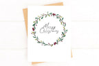 Watercolor Wreath Christmas Card – Elegant Holiday Greeting Cards by Five Dot Post