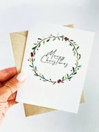 Watercolor Wreath Christmas Card – Elegant Holiday Greeting Cards by Five Dot Post