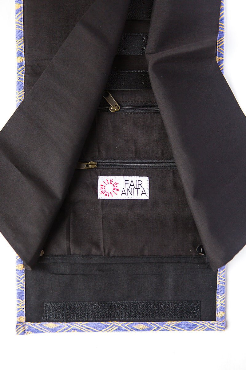 Wayfarer Jewelry Roll Travel Case - Black Matchstick by Fair Anita