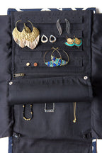 Wayfarer Jewelry Roll Travel Case - Black Matchstick by Fair Anita
