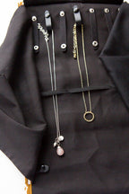 Wayfarer Jewelry Roll Travel Case - Black Matchstick by Fair Anita