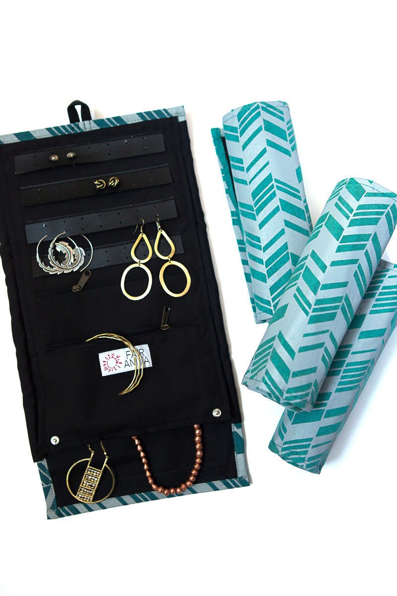 Wayfarer Jewelry Roll Travel Case - Chevron by Fair Anita