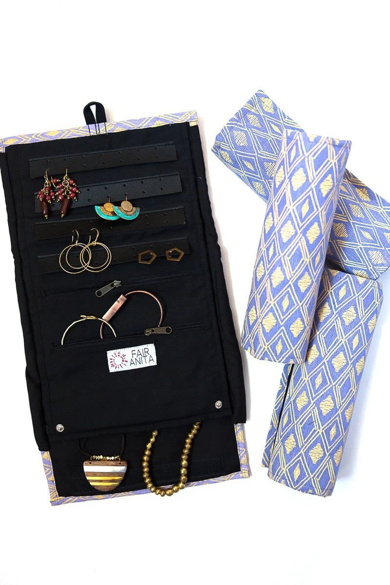 Wayfarer Jewelry Roll Travel Case - Diamond by Fair Anita