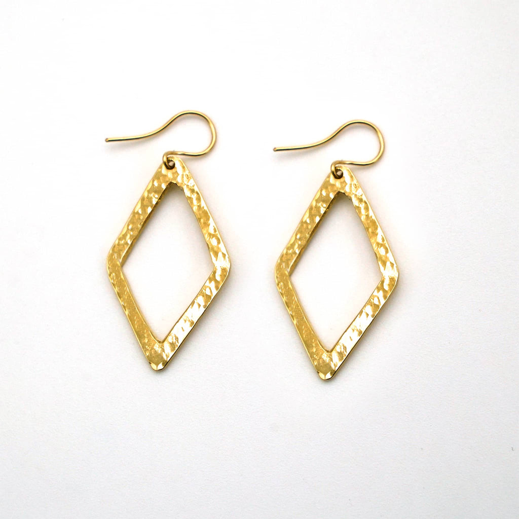 Wazi Hammered Geometric Dangle Earrings Earrings La Vie Bien Wazi Hammered Geometric Dangle Earrings