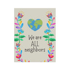 We Are ALL Neighbors Garden flag, Earth Heart Floral House Banner for inclusive homes Home Decor La Vie Bien We Are ALL Neighbors Garden flag, Earth Heart Floral House Banner for inclusive homes