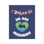 We Are All Neighbors Garden Flag, House Banner, Earth Heart with International Flags Home Decor La Vie Bien We Are All Neighbors Garden Flag, House Banner, Earth Heart with International Flags