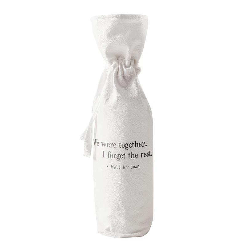 We were together - I forget the rest - Walt Whitman Drawstring Wine Bag by The Bullish Store