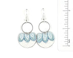 Sweet Blue and Silver Earrings with Floral Leaf Print by Gracie Nicole