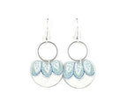 Sweet Blue and Silver Earrings with Floral Leaf Print by Gracie Nicole