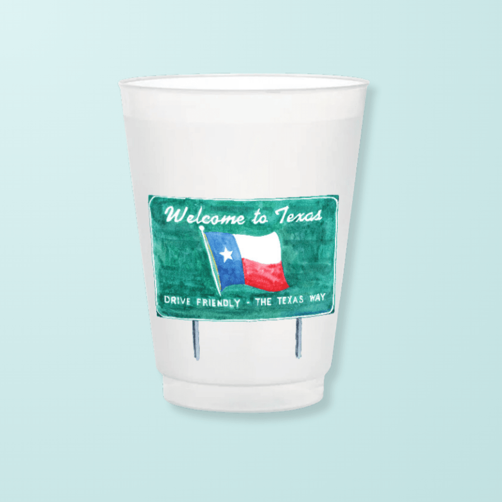 Welcome to Texas Sign Frosted Cups Frosted Cups La Vie Bien Welcome to Texas Sign Frosted Cups