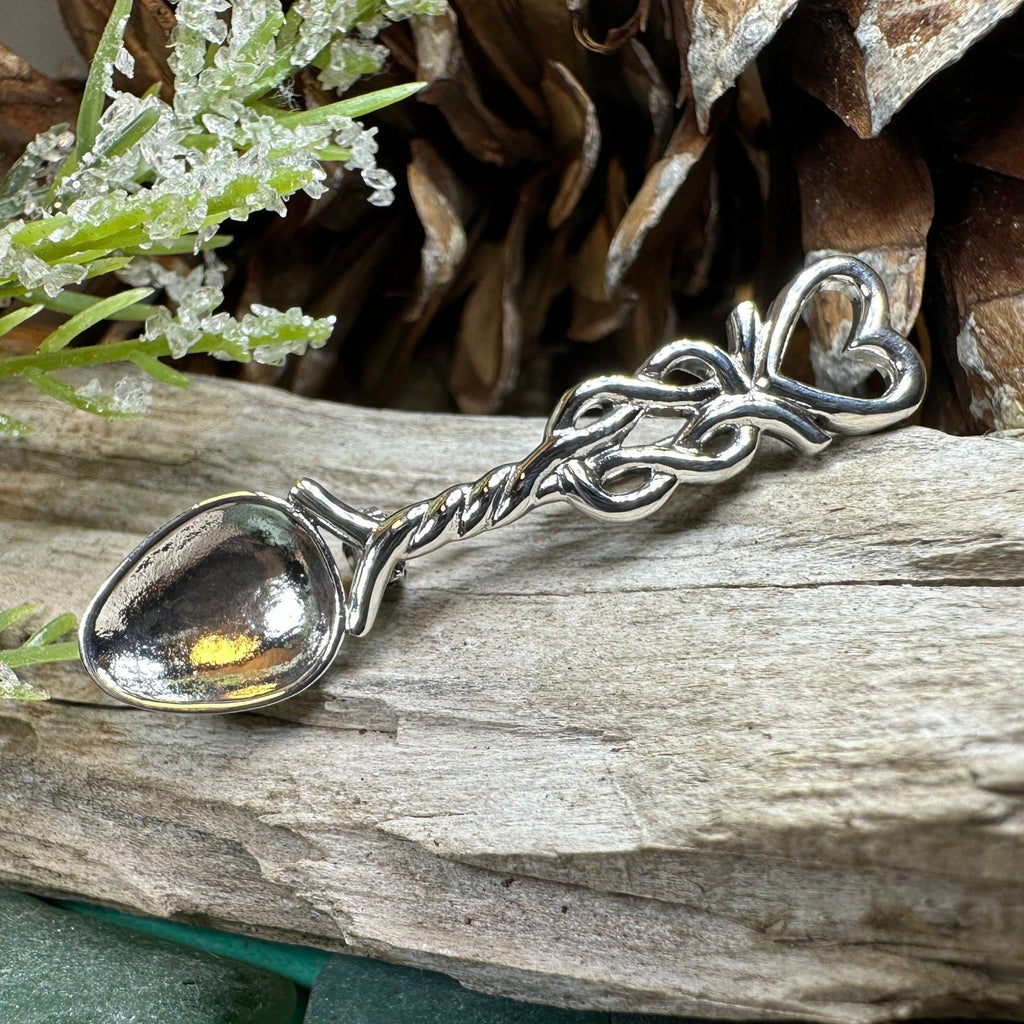 Welsh Celtic Heart Love Spoon Brooch - Sterling Silver Pin Brooch La Vie Bien Welsh Celtic Heart Love Spoon Brooch - Sterling Silver Pin