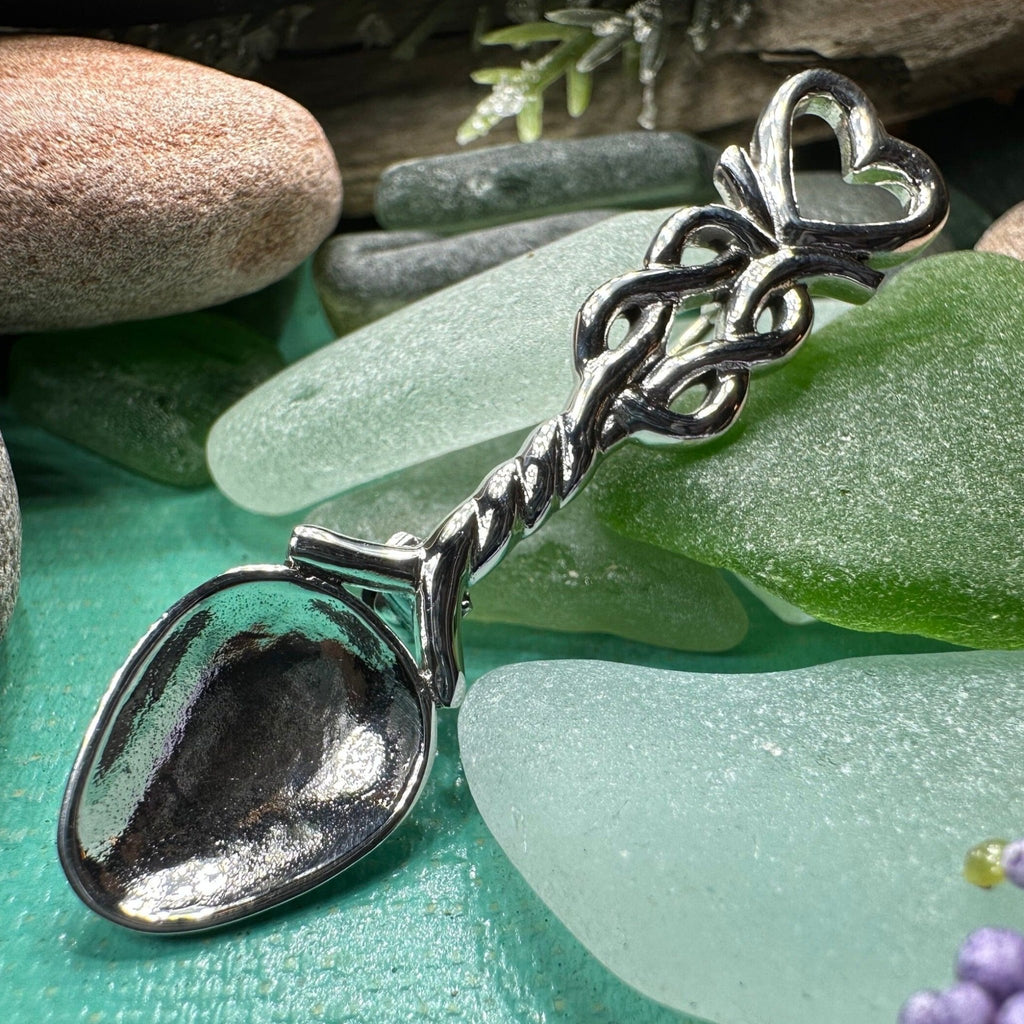 Welsh Celtic Heart Love Spoon Brooch - Sterling Silver Pin Brooch La Vie Bien Welsh Celtic Heart Love Spoon Brooch - Sterling Silver Pin