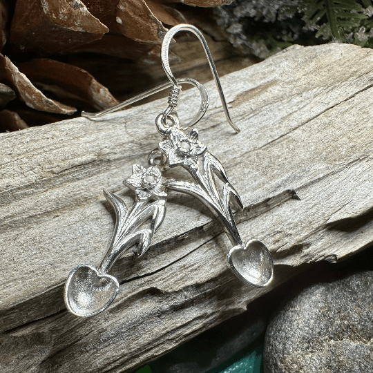 Welsh Daffodil Love Spoon Earrings Dangle Earrings La Vie Bien Welsh Daffodil Love Spoon Earrings