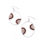 Wendi silver with brown and cream crystal fishhook earrings by Alegria Accessories Inc