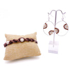 Wendi silver with brown and cream crystal fishhook earrings by Alegria Accessories Inc