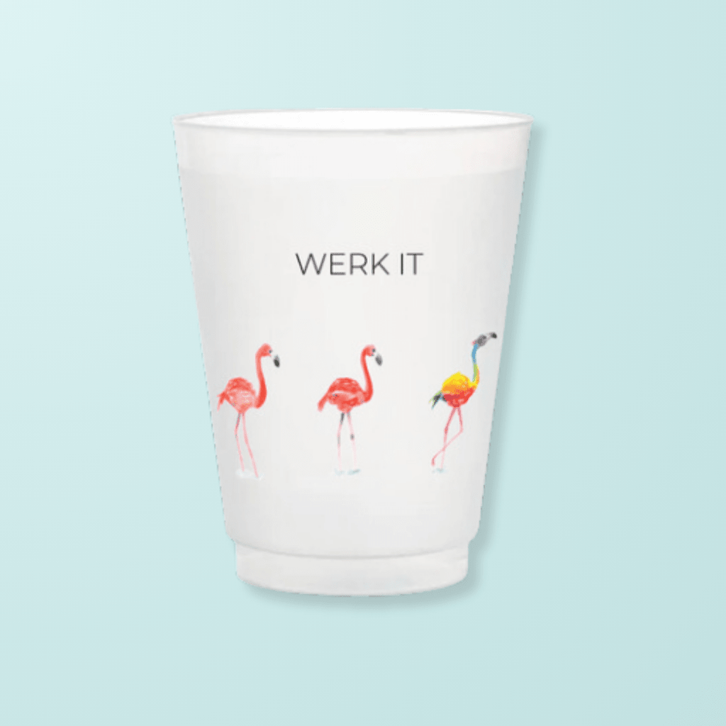 "Werk It" Flamingo Frosted Cups Frosted Cups La Vie Bien "Werk It" Flamingo Frosted Cups