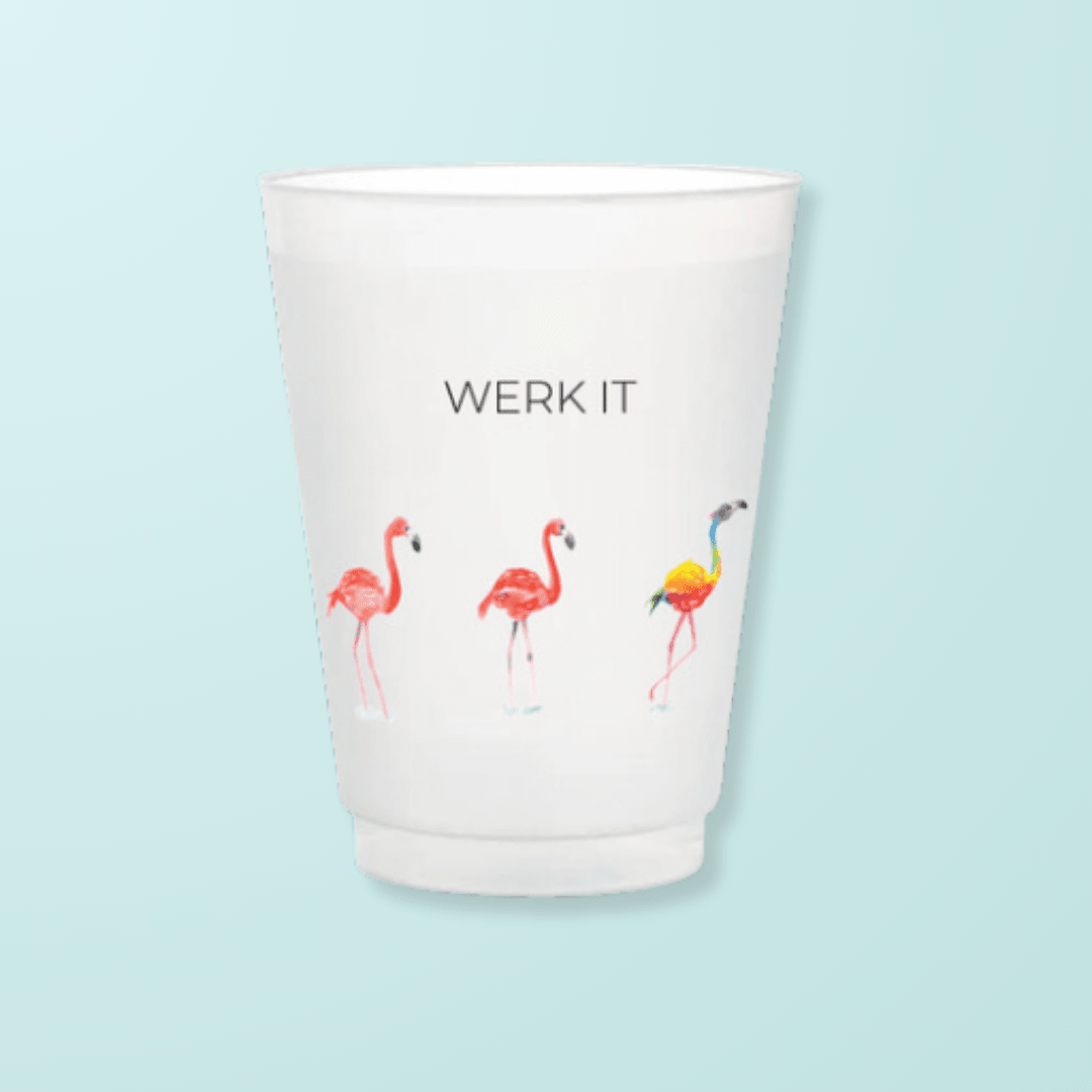 "Werk It" Flamingo Frosted Cups Frosted Cups La Vie Bien "Werk It" Flamingo Frosted Cups