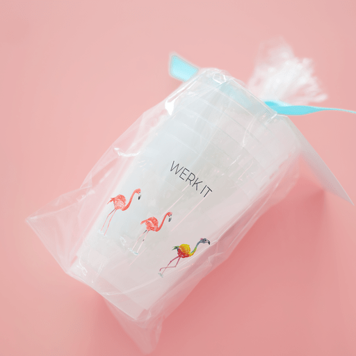 "Werk It" Flamingo Frosted Cups Frosted Cups La Vie Bien "Werk It" Flamingo Frosted Cups