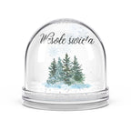 Wesołe święta Pine Trees Snow Globe, Polish Merry Christmas Snow Globe by Printify