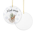 Wesole Swieta Woodland Animals Ornament, Polish Merry Christmas Ceramic Christmas Decoration by Printify