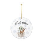 Wesole Swieta Woodland Animals Ornament, Polish Merry Christmas Ceramic Christmas Decoration by Printify