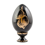 Berries & Golden Leaf Motif Ukrainian Folk Art Wooden Easter Egg