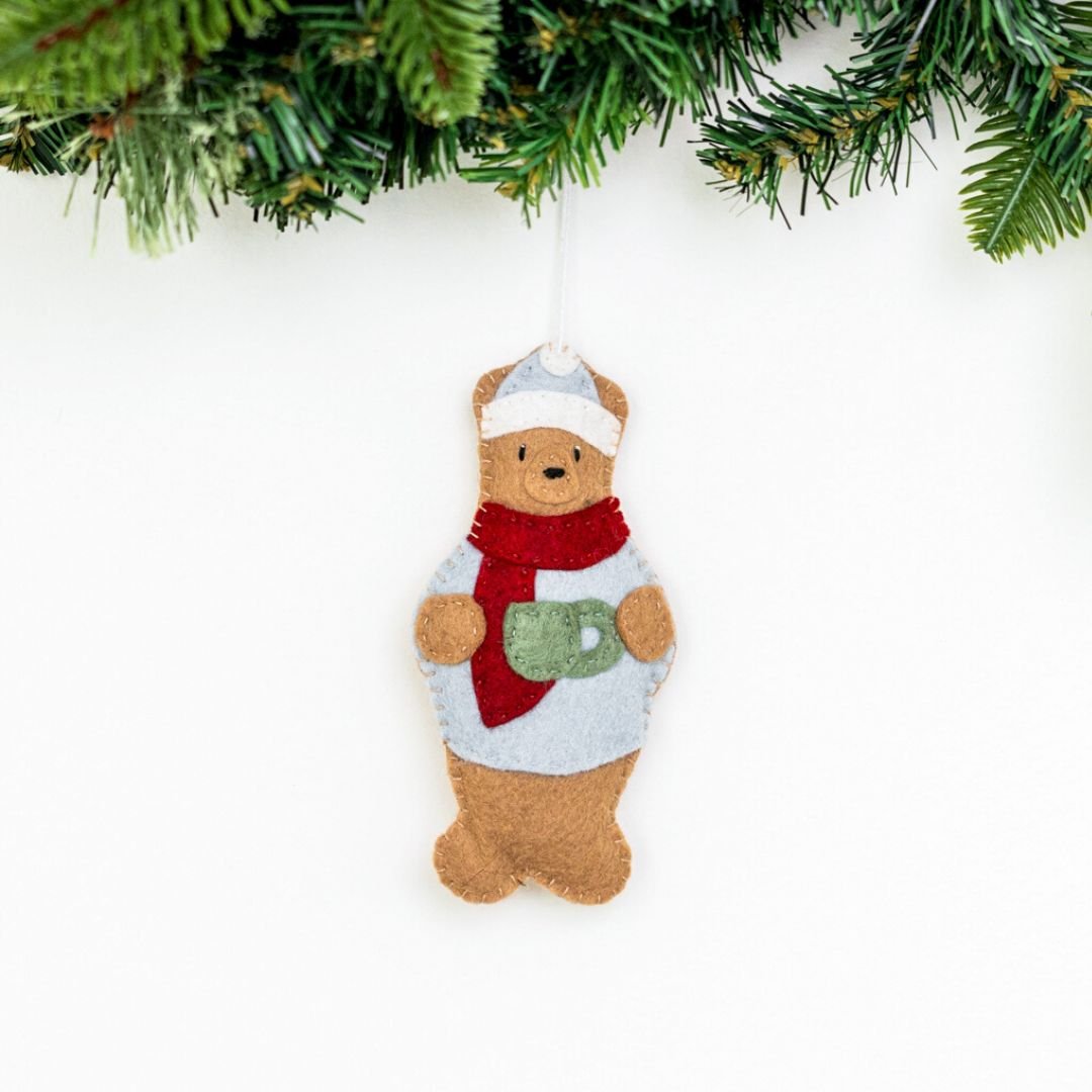 Whimsical Felt Bear Ornament Holiday La Vie Bien Whimsical Felt Bear Ornament