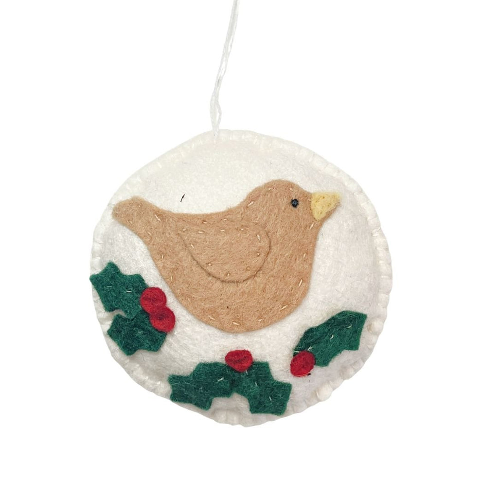 Whimsical Felt Bird Ornament - Cream Holiday La Vie Bien Whimsical Felt Bird Ornament - Cream