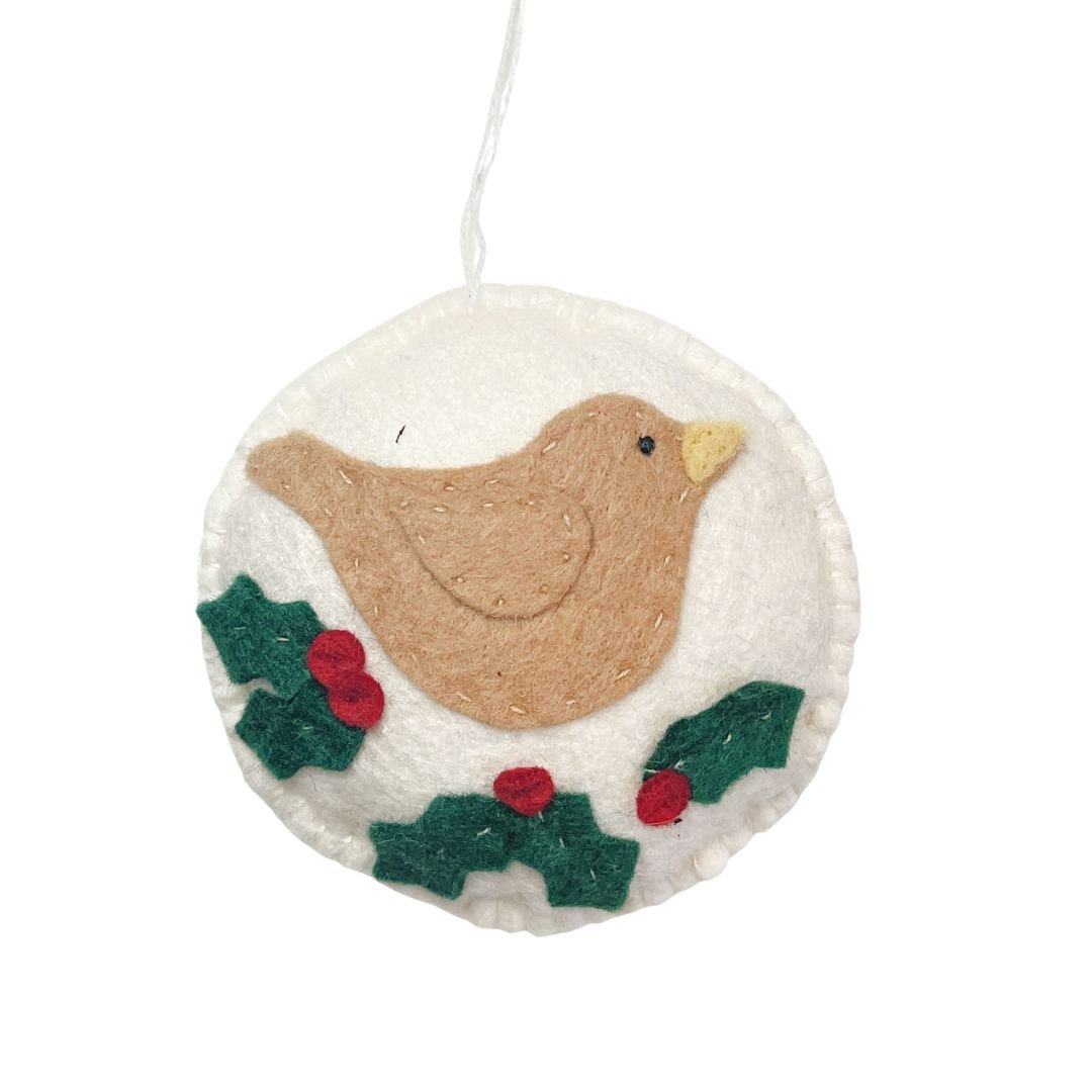 Whimsical Felt Bird Ornament - Cream Holiday La Vie Bien Whimsical Felt Bird Ornament - Cream