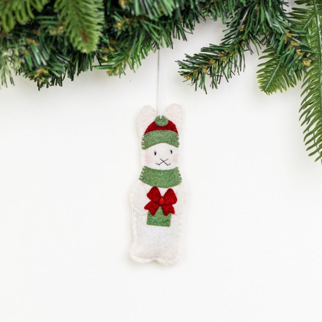 Whimsical Felt Bunny Ornament Holiday La Vie Bien Whimsical Felt Bunny Ornament